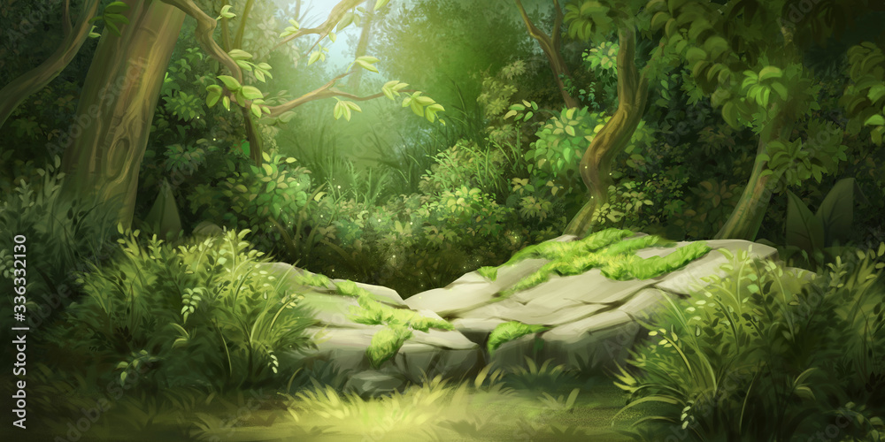 Obraz Tryptyk Deep Forest. Fantasy Backdrop.