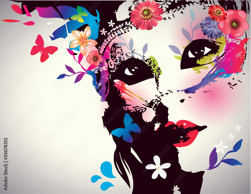 Obraz Dyptyk Girl with mask/Vector