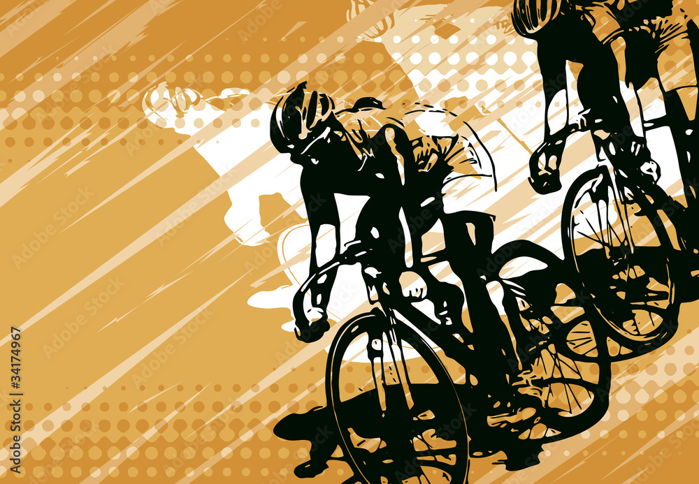 Obraz Tryptyk bicycle racing