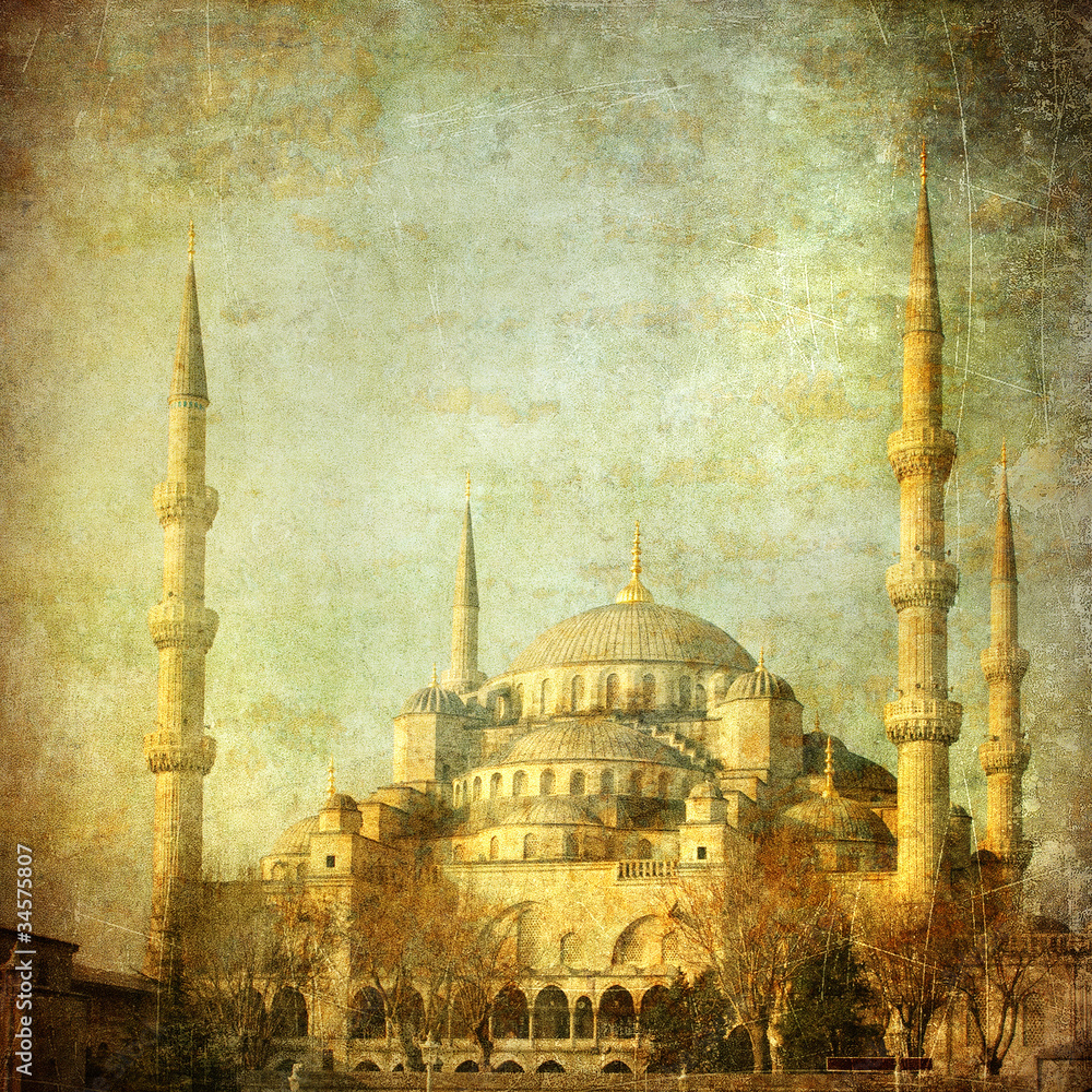 Obraz Tryptyk Vintage image of Blue Mosque,