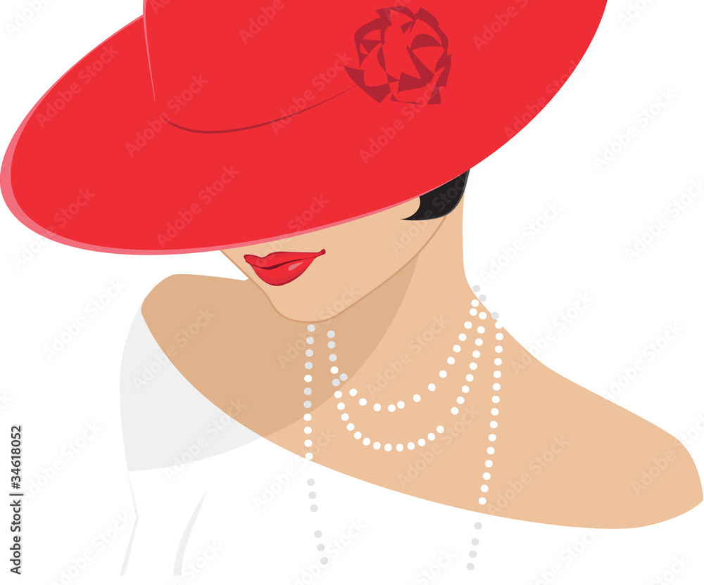 Obraz Kwadryptyk Lady in a red hat