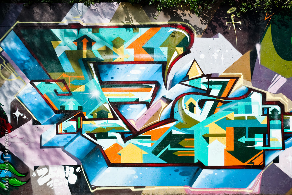 Obraz Tryptyk Abstract Graffiti detail on