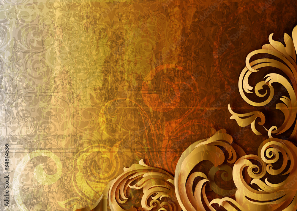 Obraz Tryptyk 3d Grungy Floral Background -