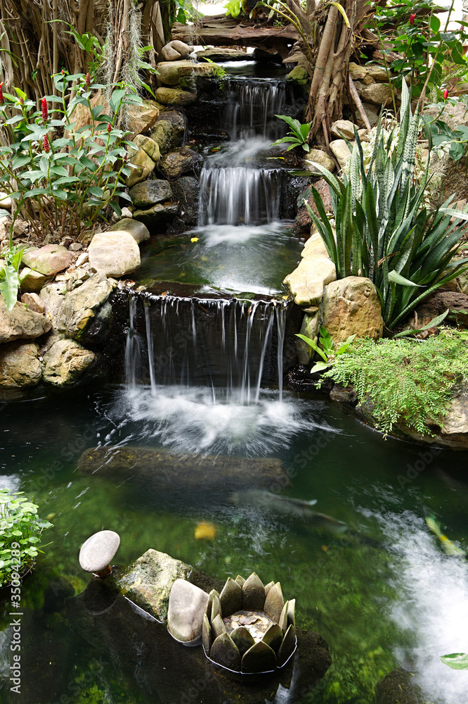 Fototapeta waterfall with pond