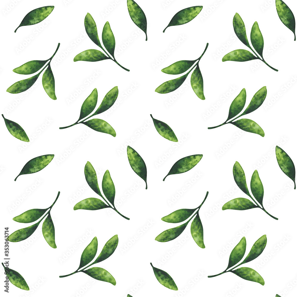 Fototapeta Green leaf. Seamless pattern
