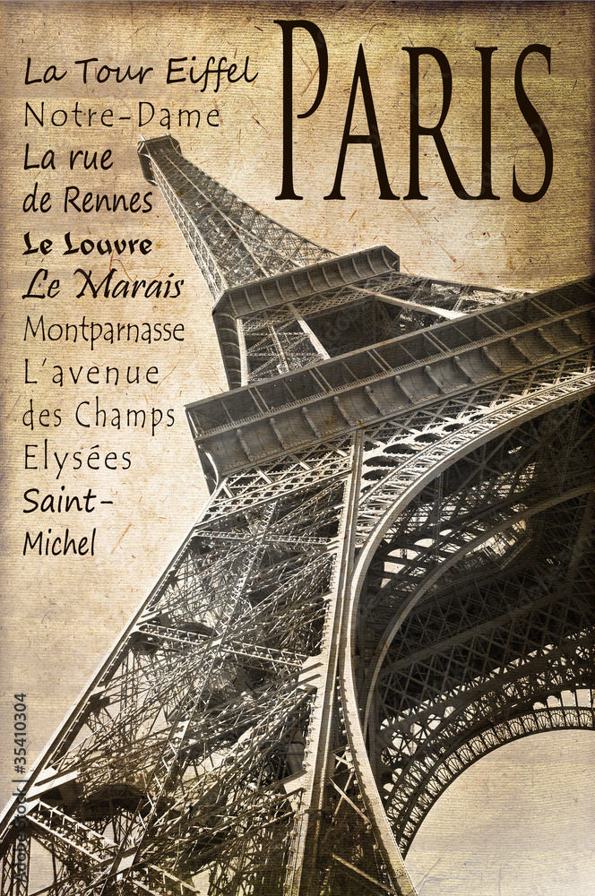 Obraz na płótnie Paris, la Tour Eiffel, vintage