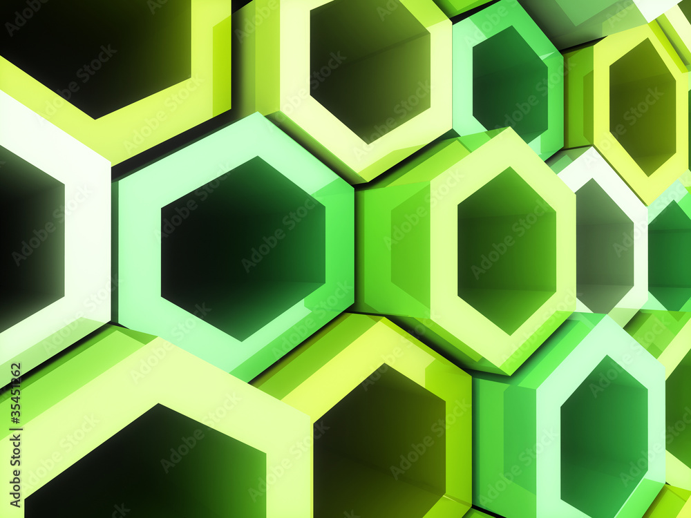 Fototapeta Green frame hexagons