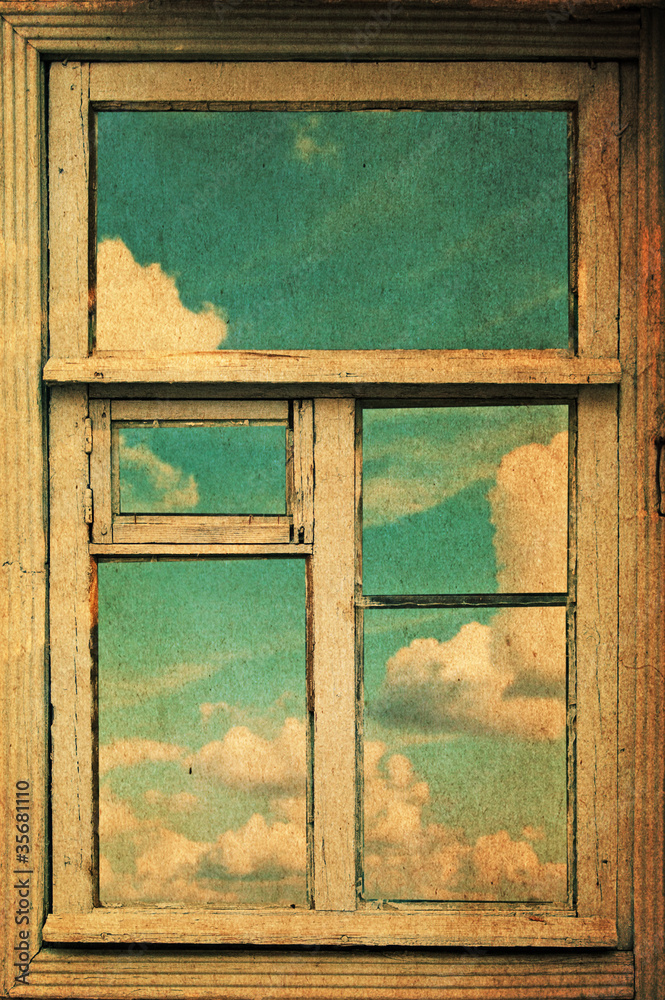 Obraz Dyptyk retro image with window