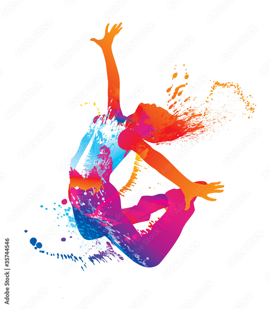 Fototapeta The dancing girl with colorful