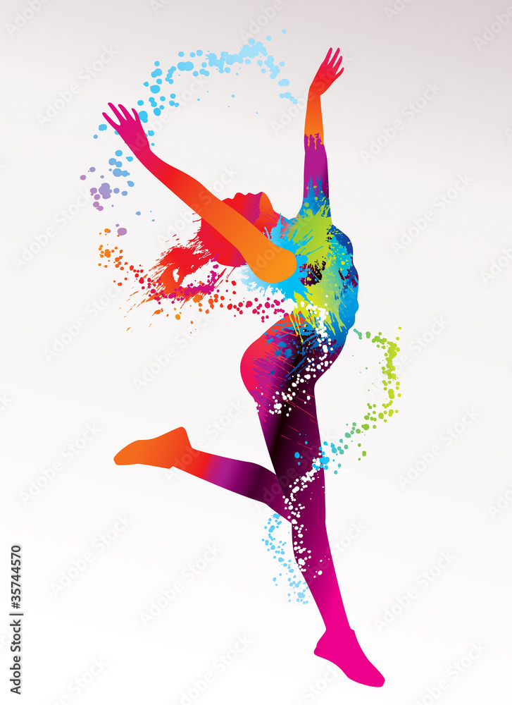 Obraz Tryptyk The dancing girl with colorful