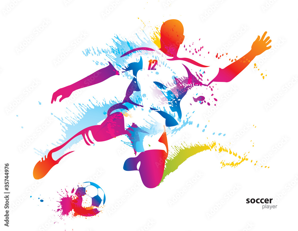 Obraz Pentaptyk Soccer player kicks the ball.