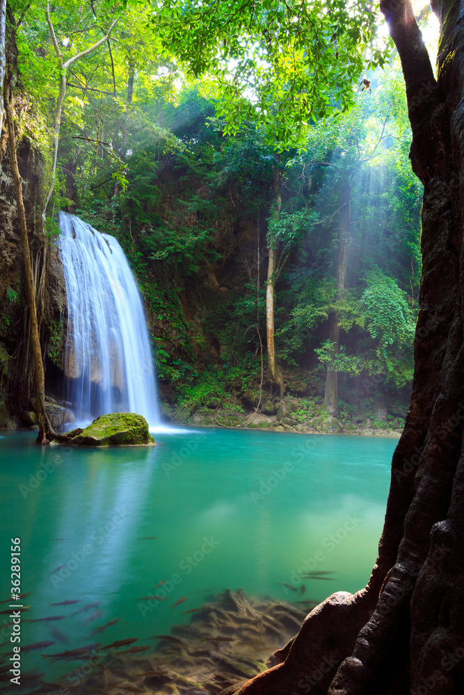Obraz Tryptyk Erawan Waterfall,