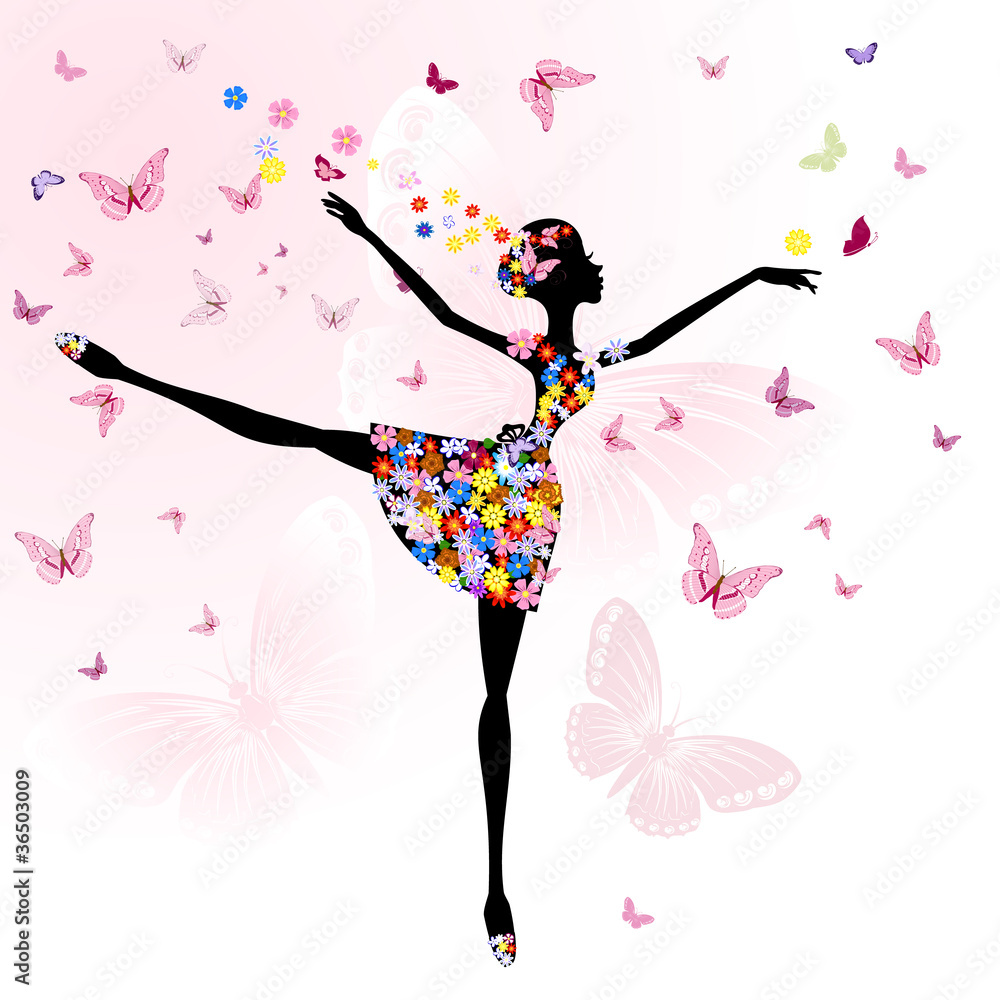 Fototapeta ballerina girl with flowers