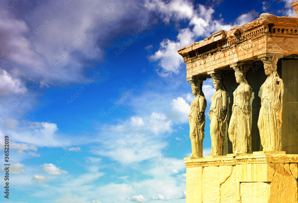 Obraz Kwadryptyk Caryatids, erechtheion temple