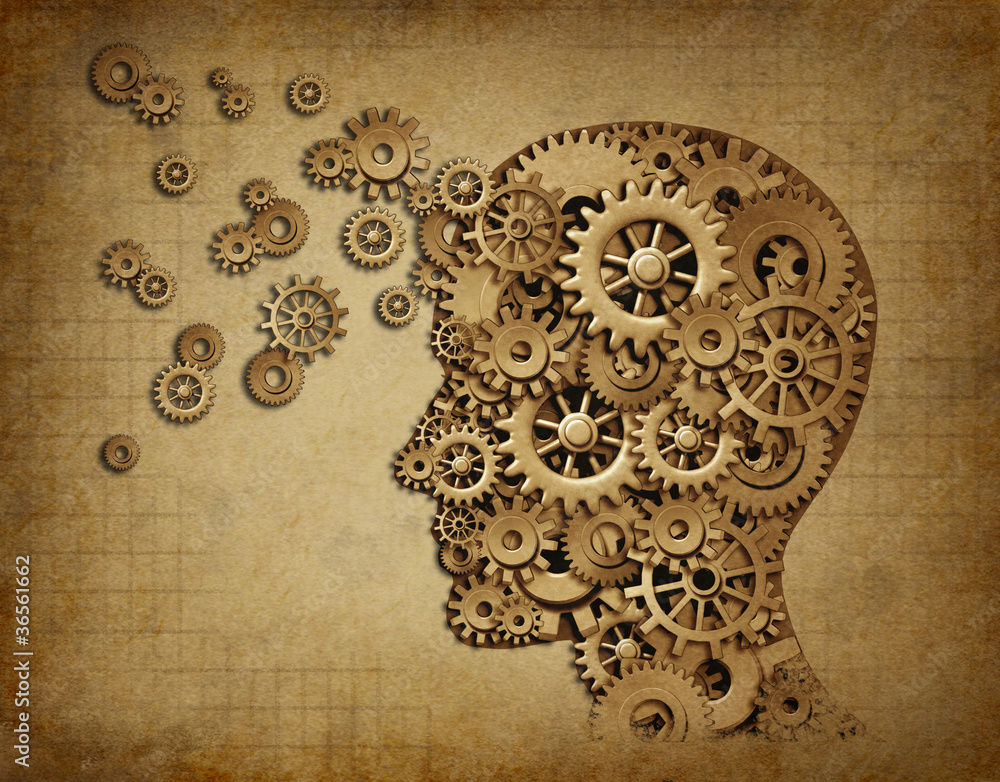 Obraz Pentaptyk Human brain function grunge