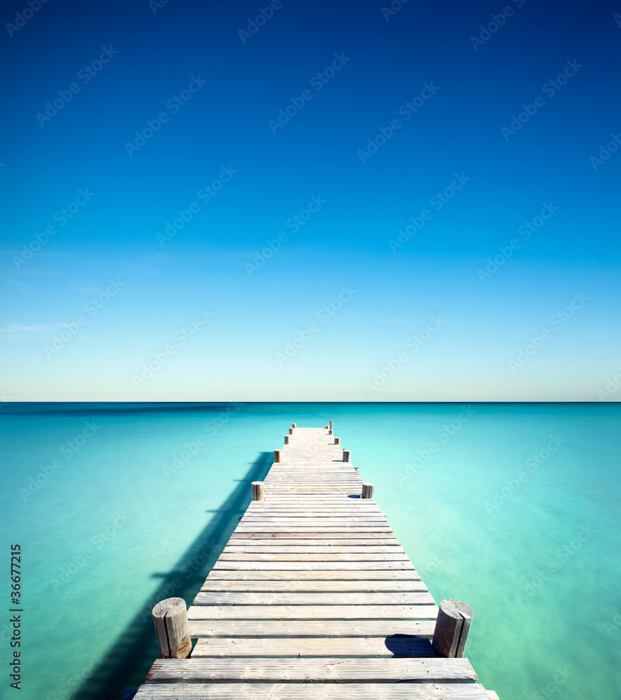 Obraz Tryptyk plage vacances ponton bois