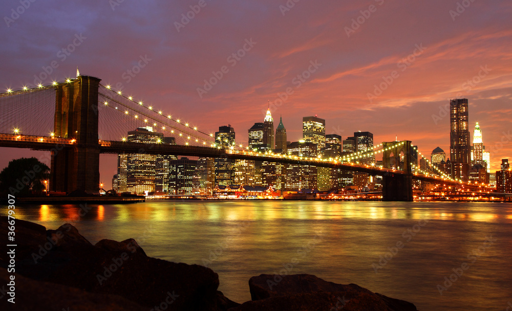 Fototapeta Brooklyn Bridge mit Skyline