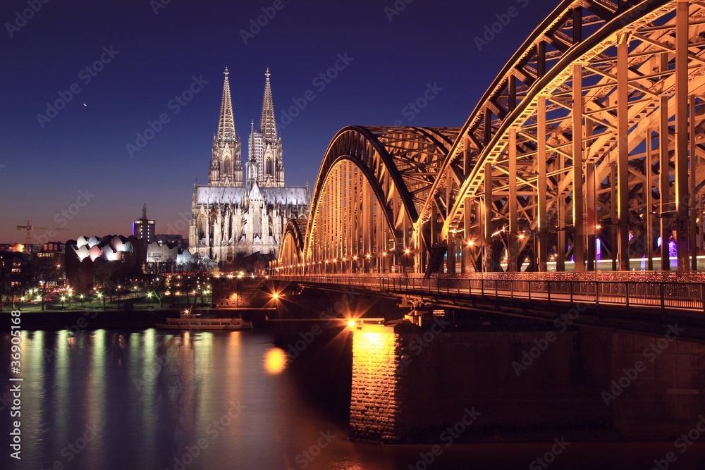 Obraz Tryptyk Kölner Dom bei Nacht