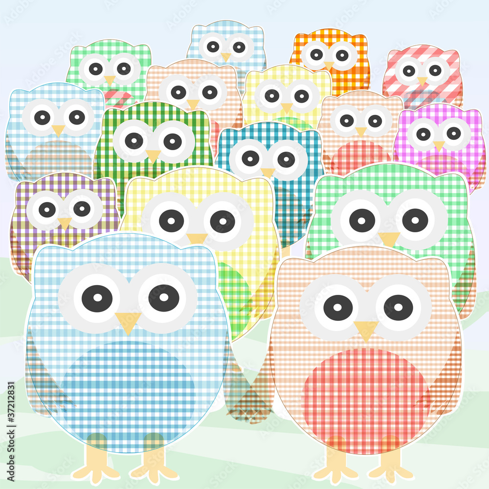 Obraz Tryptyk owls Collection cute and