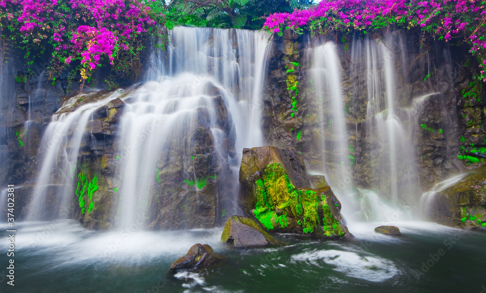 Obraz Tryptyk Waterfall in Hawaii