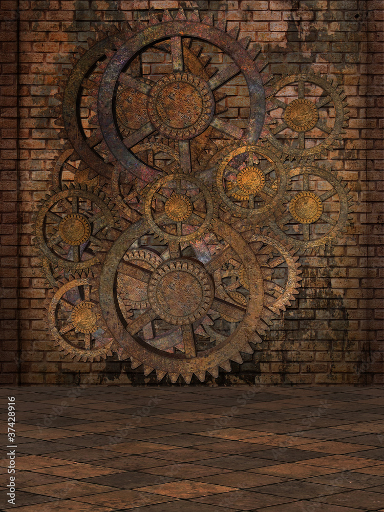 Obraz Tryptyk Steampunk Background