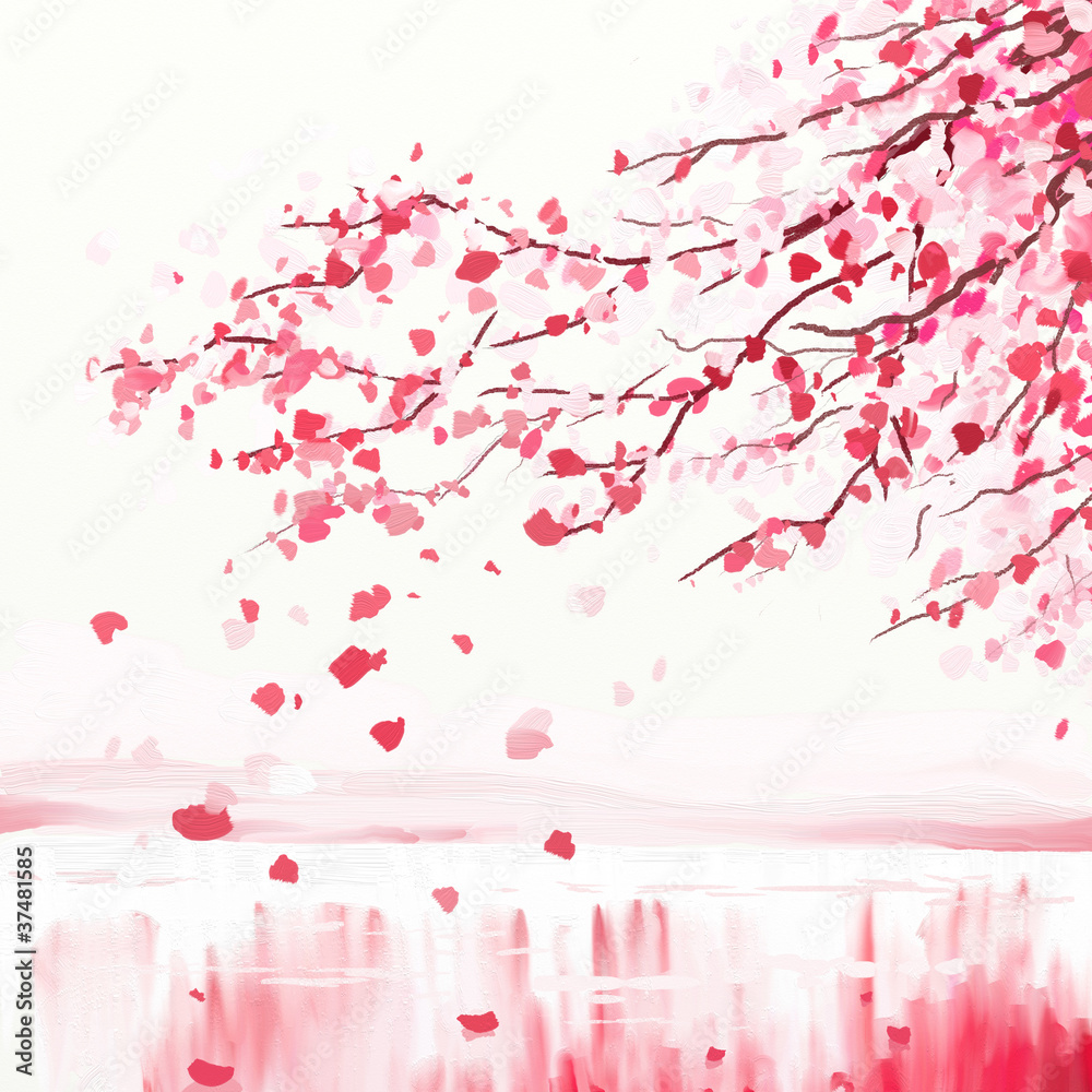 Obraz Tryptyk Japanese cherry tree