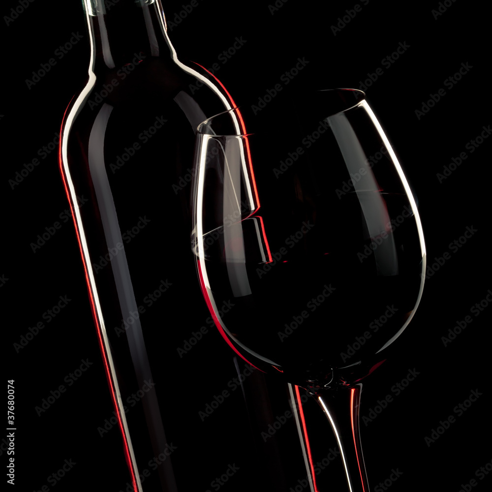 Obraz Dyptyk vin bouteille verre