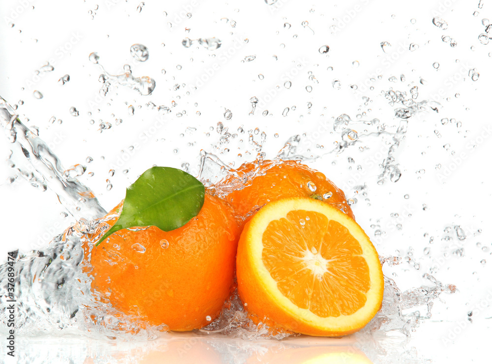 Obraz Pentaptyk Orange fruits and Splashing
