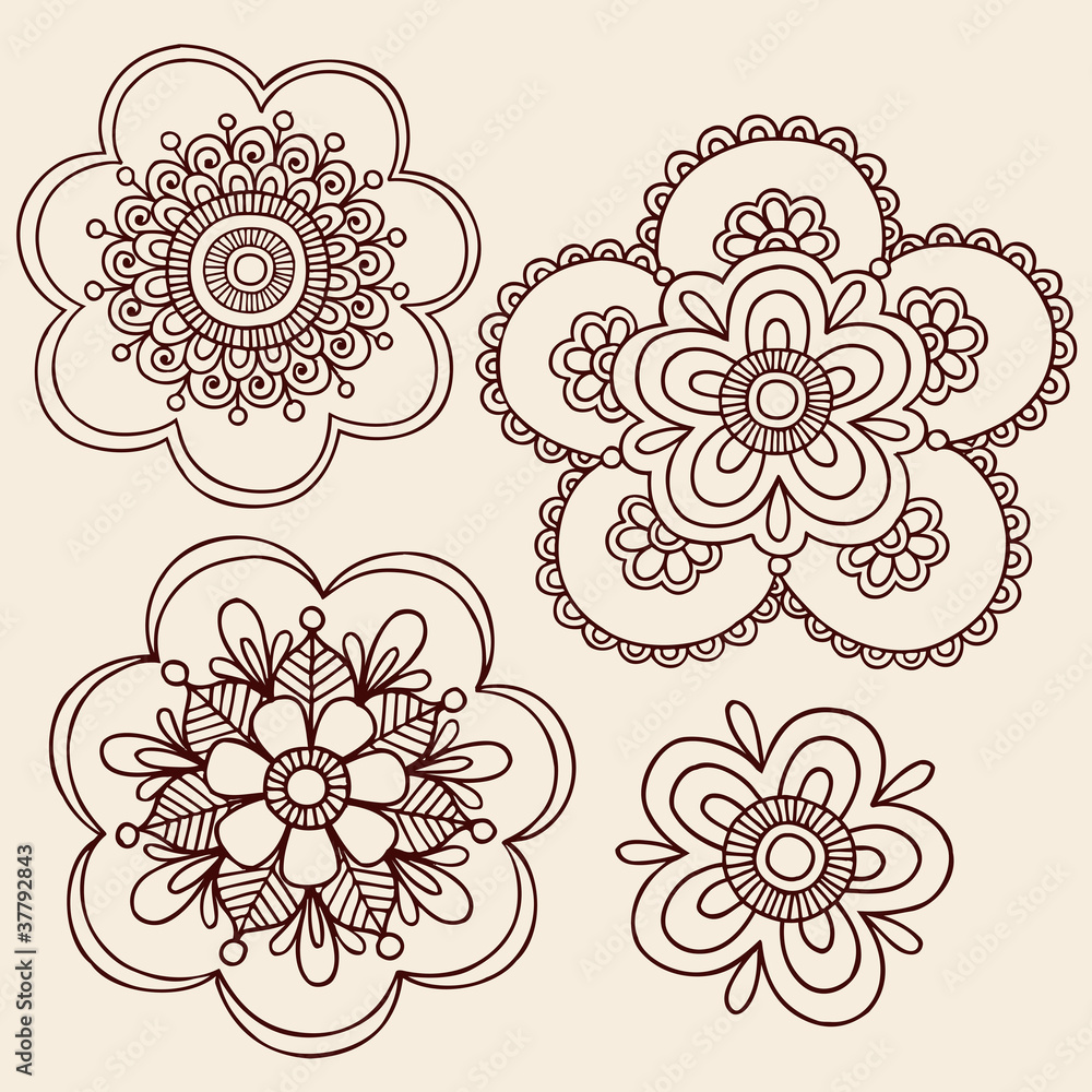 Fototapeta Henna Tattoo Flower Mandala