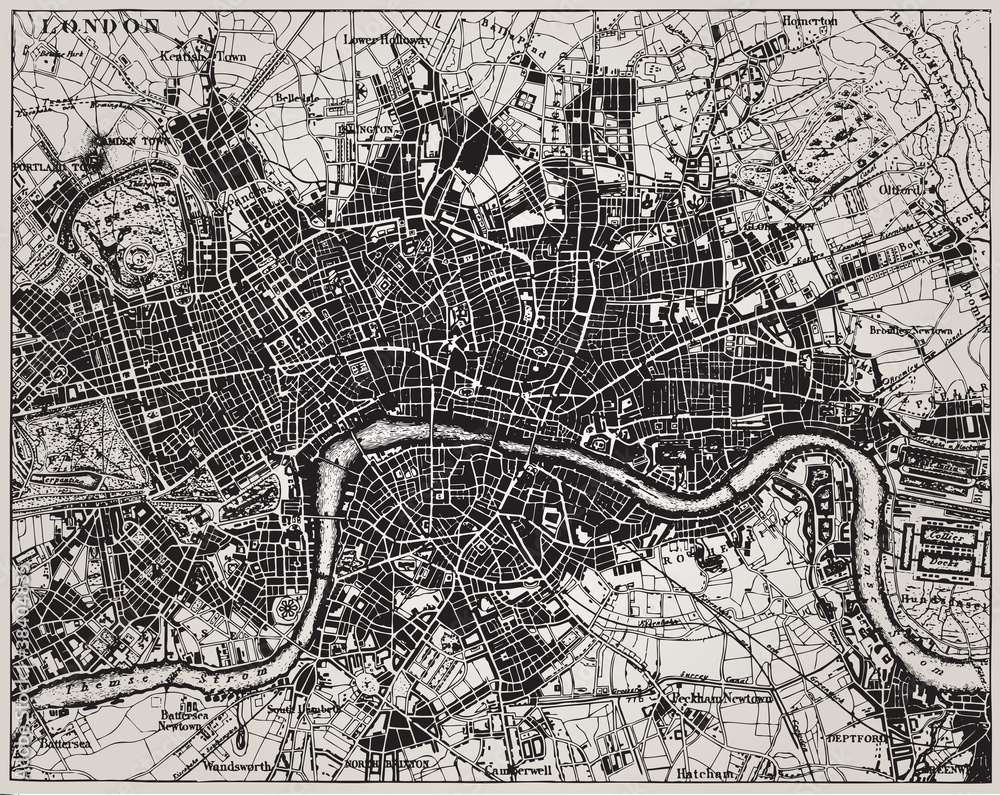 Fototapeta Historical map of London,