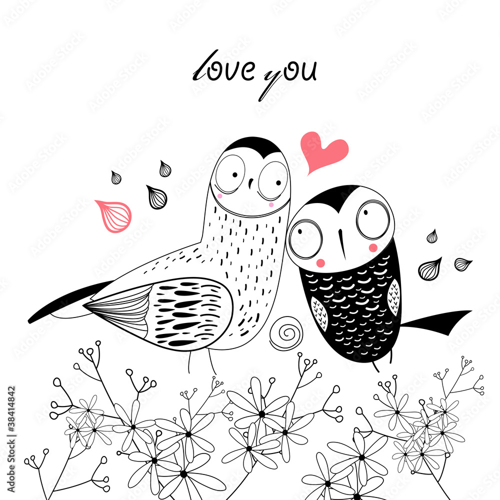 Obraz Pentaptyk love owls