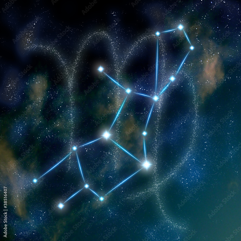 Fototapeta Virgo constellation and symbol