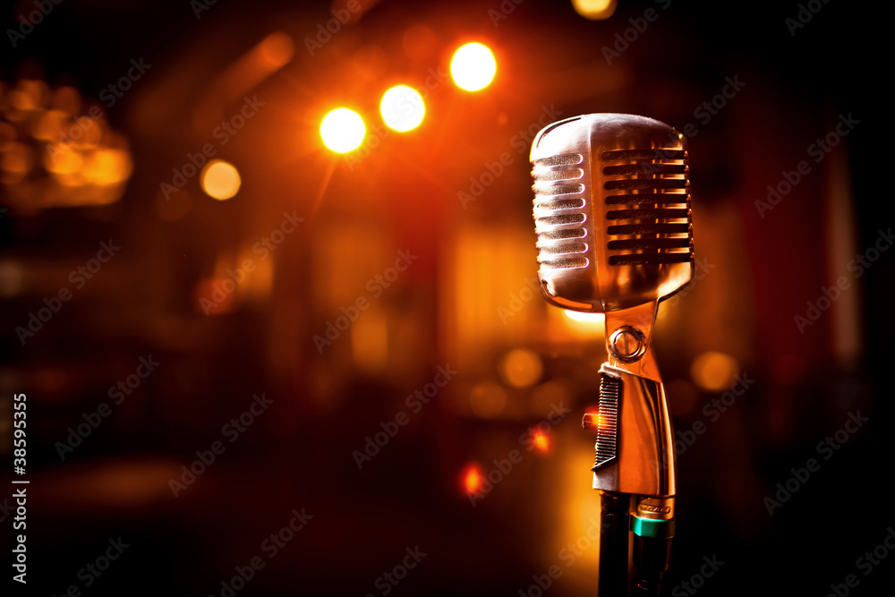 Fototapeta Retro microphone on stage