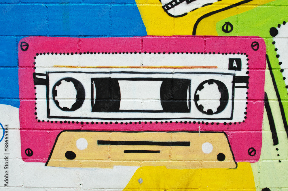 Obraz Kwadryptyk Graffiti cinta de radiocaset.