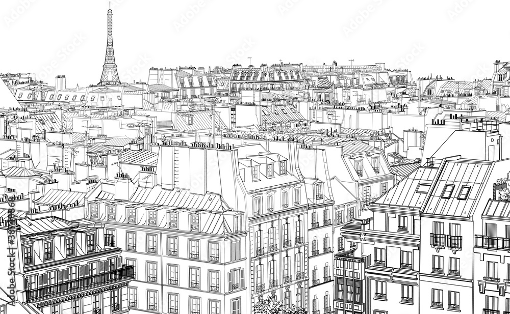 Fototapeta roofs in Paris