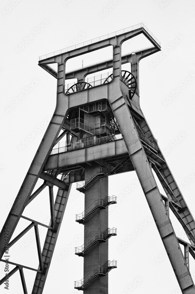 Fototapeta Bergwerk Bochum (schwarz-weiß 