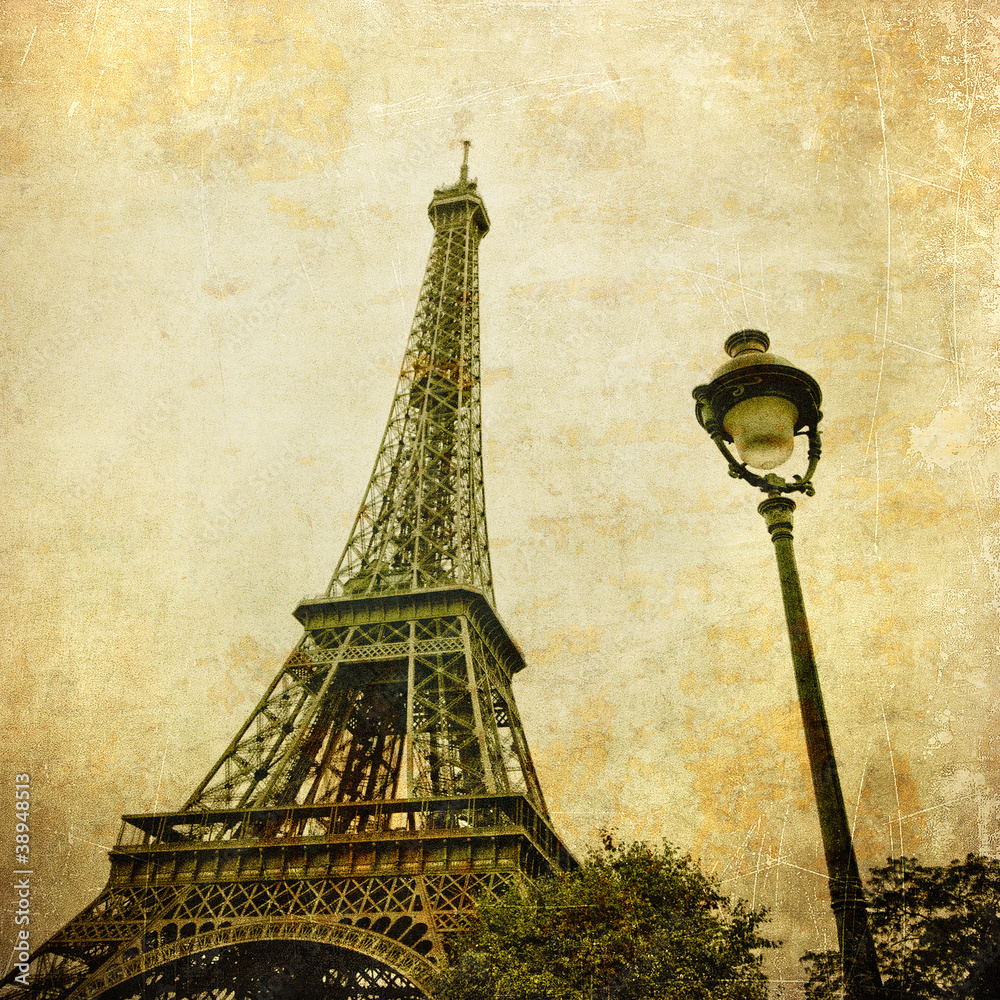 Obraz Tryptyk Vintage image of Eiffel tower,