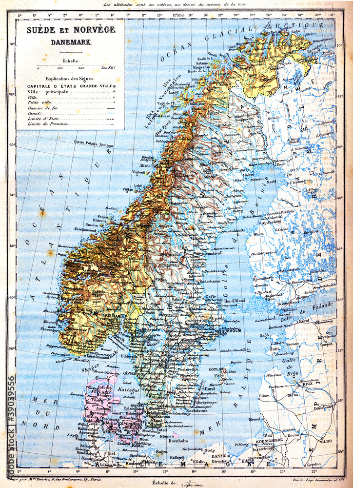 Fototapeta The map of Sweden, Norway and