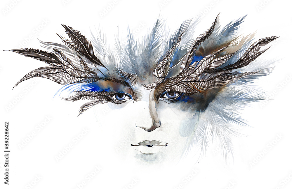 Obraz Pentaptyk feathers around eyes (series