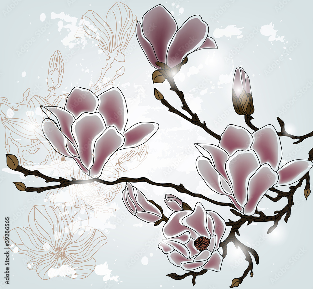 Obraz Dyptyk magnolia branch