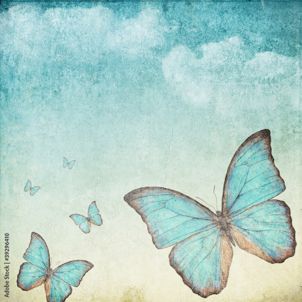 Obraz Tryptyk Vintage background with a blue