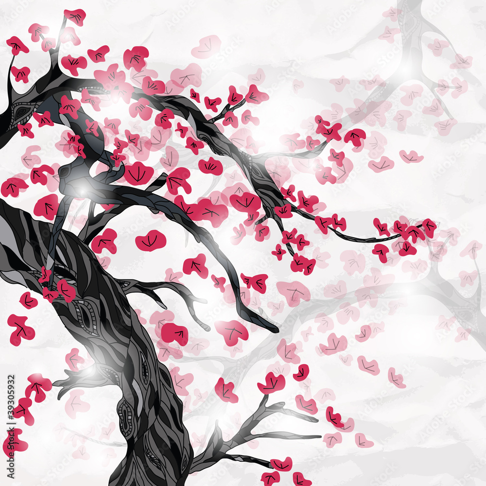 Obraz Tryptyk cherry blossom in spring