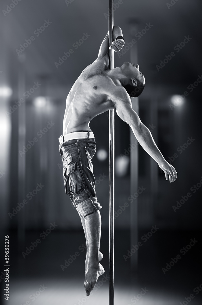 Obraz Tryptyk Pole dance man