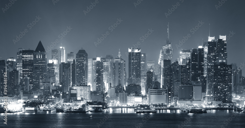 Obraz Tryptyk New York City nigth black and