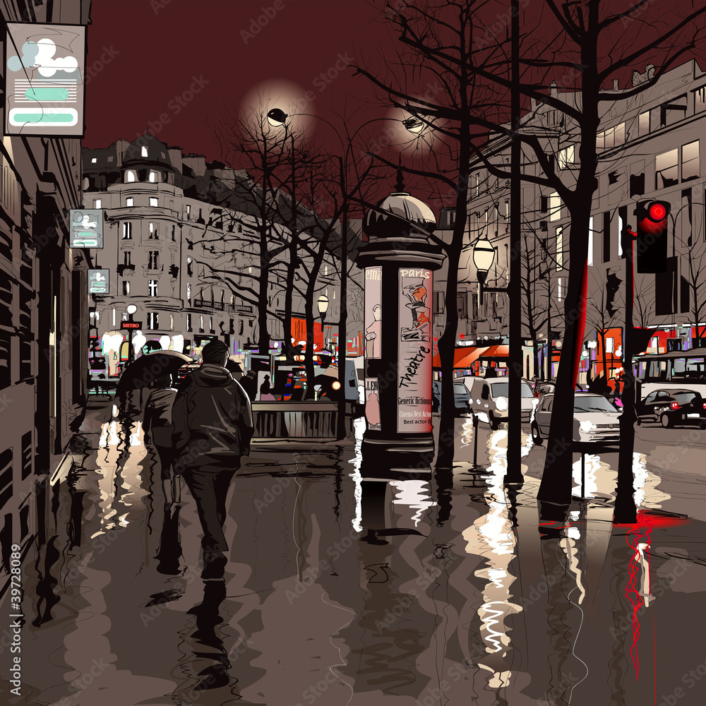 Obraz Tryptyk Paris at night