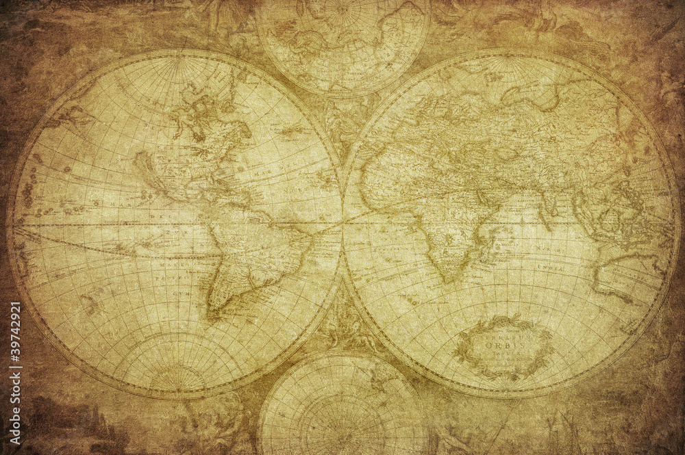 Obraz Dyptyk vintage map of the world.