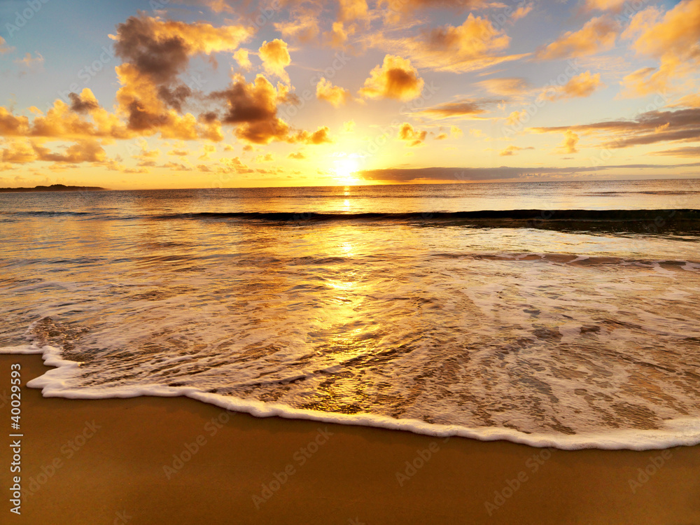 Fototapeta beautiful sunset on the  beach