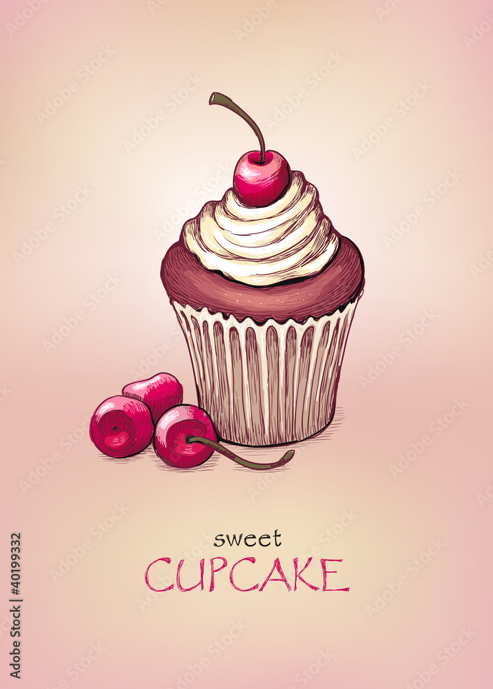 Fototapeta Cupcake with cherry