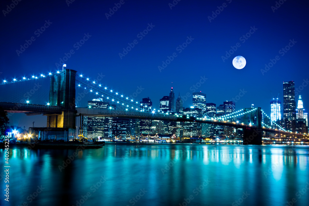 Fototapeta Night Scene Brooklyn Bridge