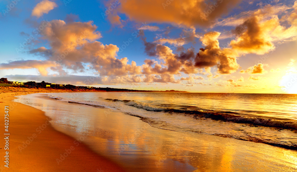 Fototapeta beautiful sunset on the  beach